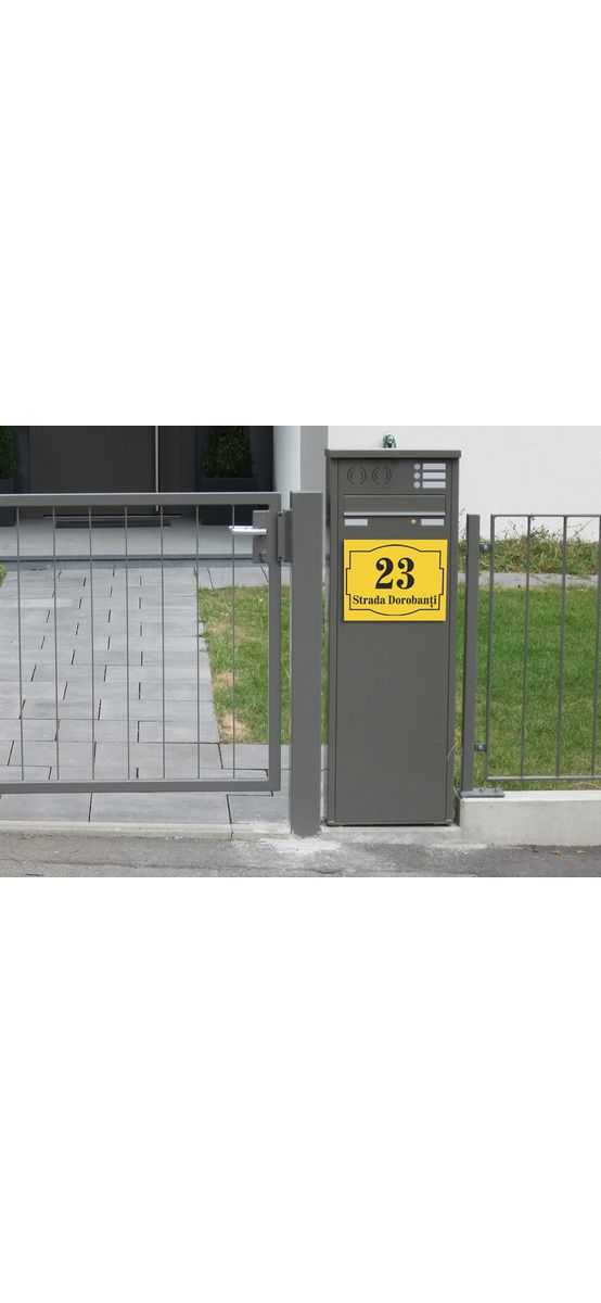 Plăcuță adresă model clasic, din bond sau acril cu 8 variante de culori, cu text personalizat