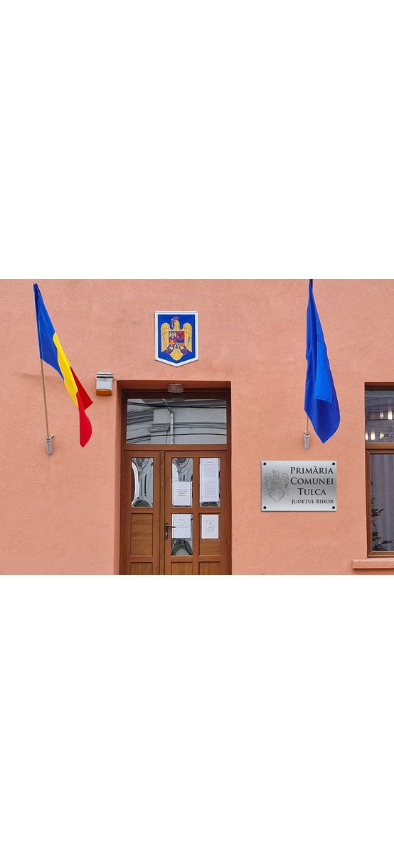 Plăcuță gravată din bond argintiu pentru instituții publice, primării, cu text personalizat și siglă