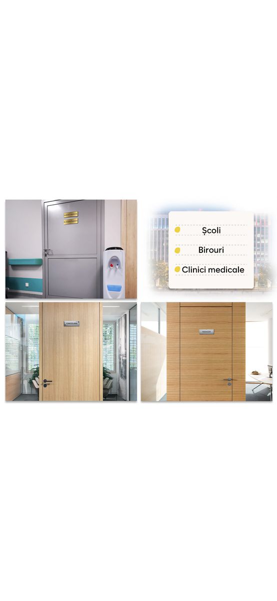 Plăcuță personalizată gravată pentru birouri, spații comerciale, firme și instituții, 15x5 cm