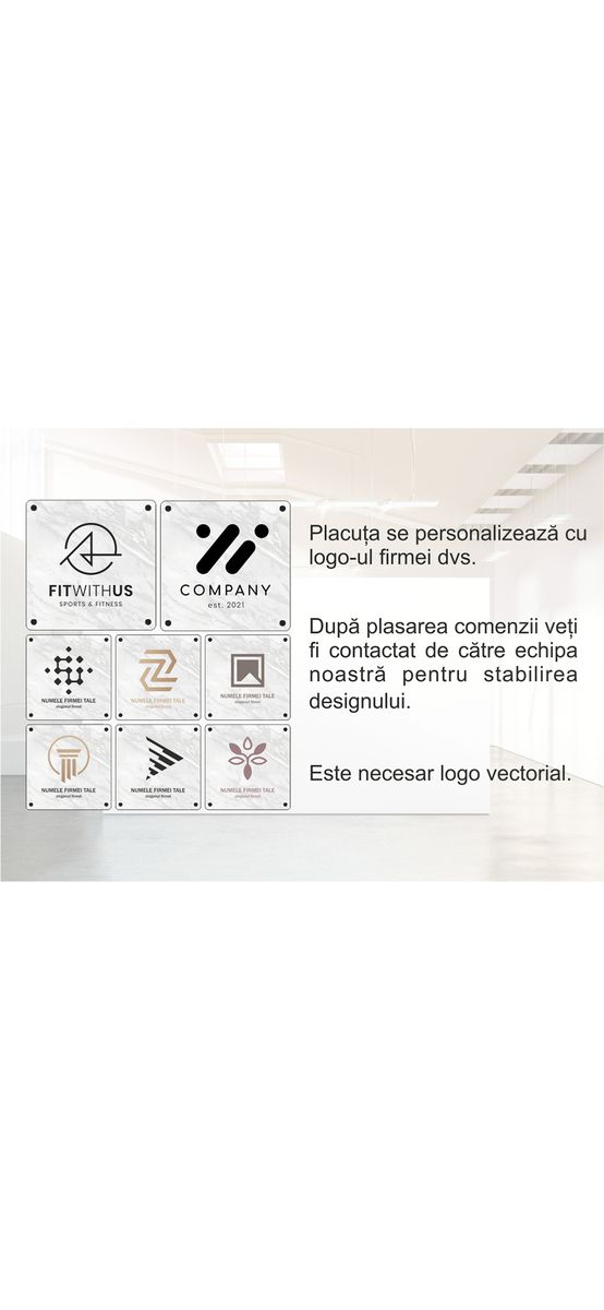 Plăcuţă personalizată cu logo, model print marmură