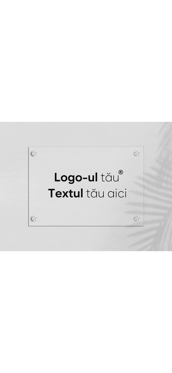 Plăcuță indicatoare personalizată cu nume sau logo, distanțiere incluse