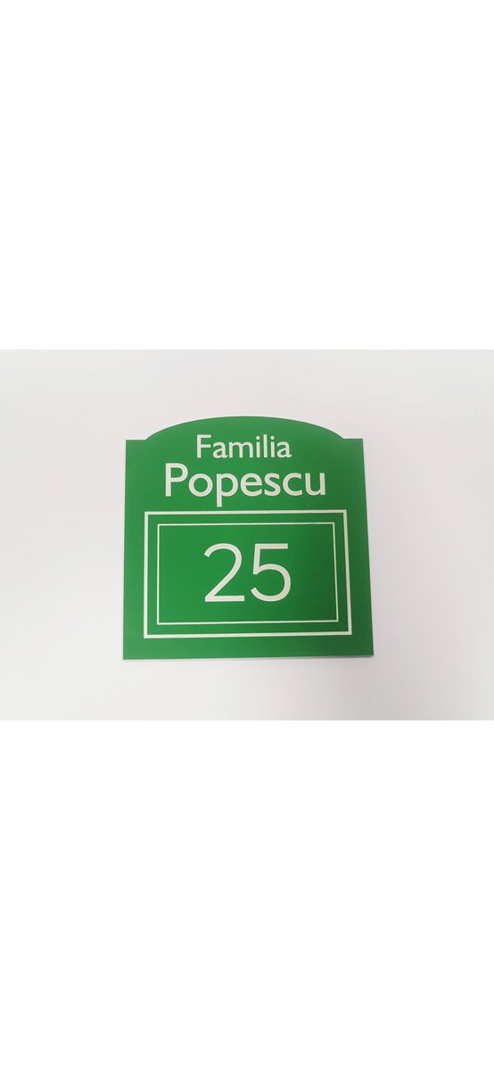 Plăcuță număr model Primo, din acril colorat, cu text personalizat