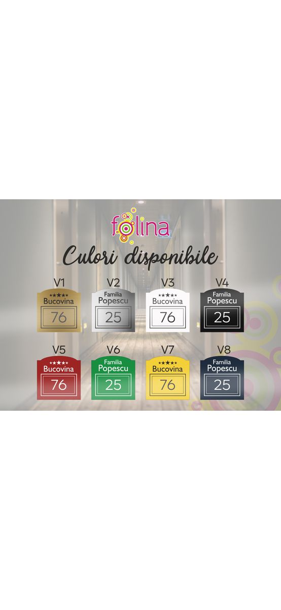 Plăcuță număr model Primo, din acril colorat, cu text personalizat