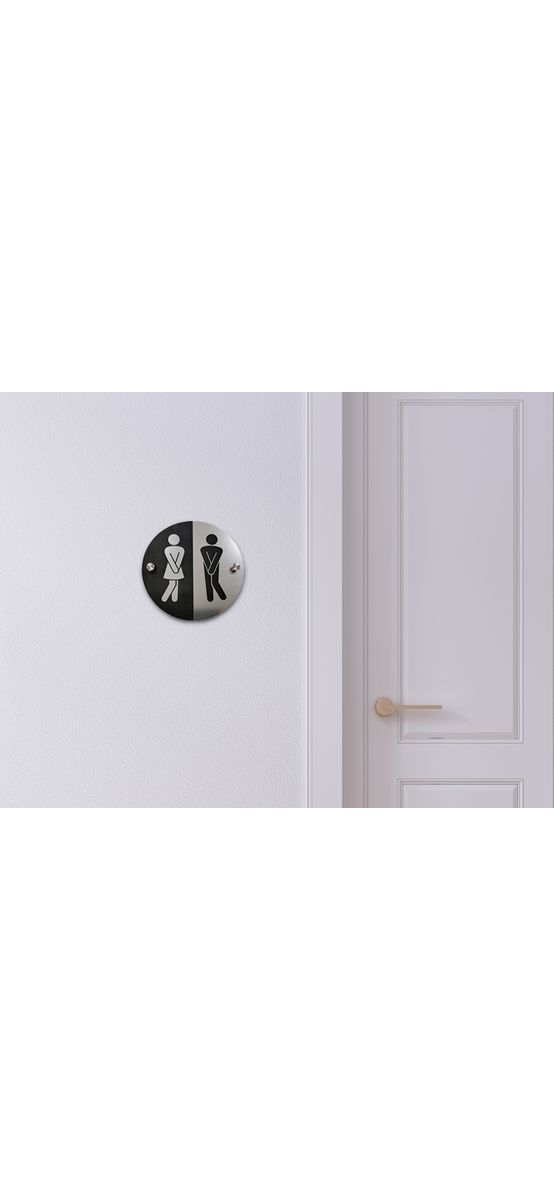 Plăcuță indicatoare pentru toaletă,din bond dimensiune 15x15 cm, distanțiere incluse
