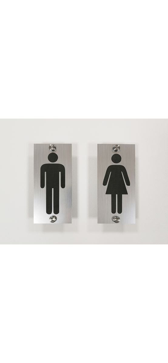 Set 2 plăcuțe indicatoare pentru toaletă, din bond,15x7,5 cm, distanțiere incluse.