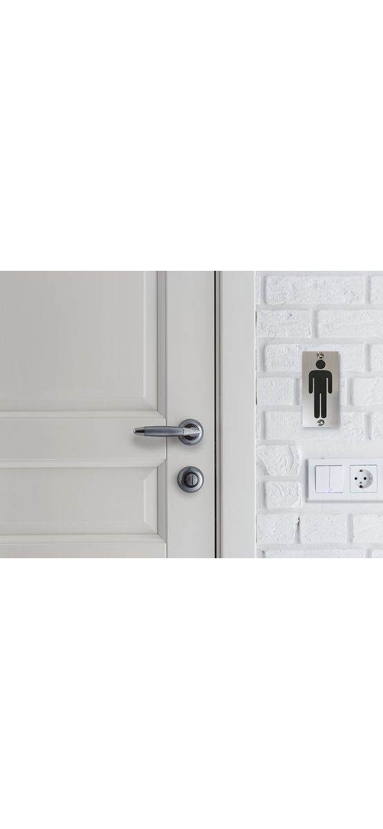 Set 2 plăcuțe indicatoare pentru toaletă, din bond,15x7,5 cm, distanțiere incluse.