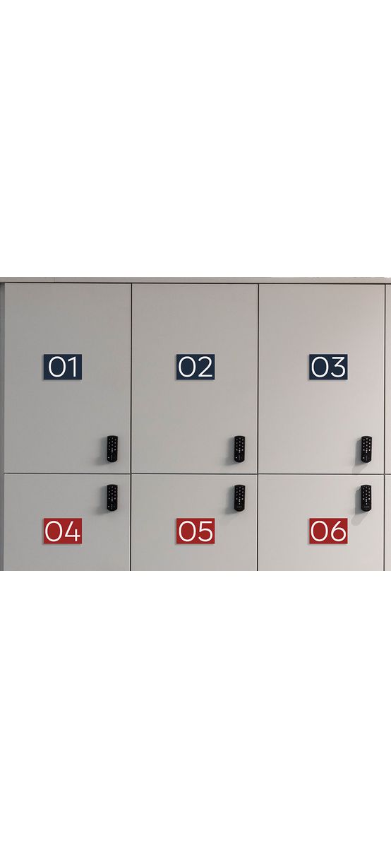 Plăcuțe numerice pentru uși, vestiare, dulapuri și sertare - gravate în mai multe culori