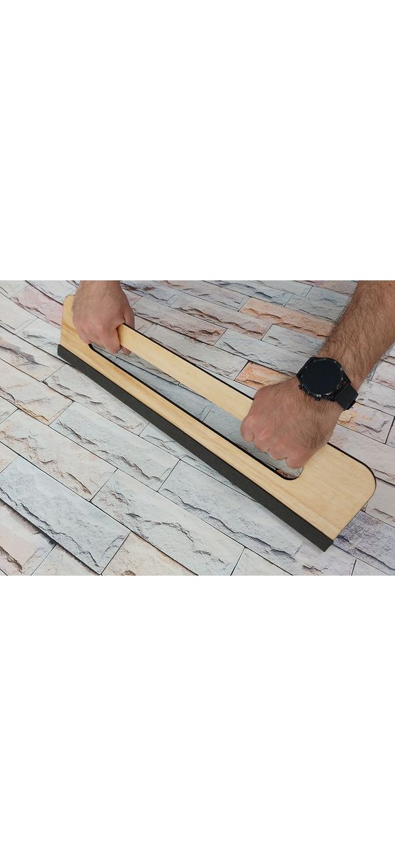 Racletă profesională din lemn cu cap din pâslă, Mega Squeegee, dimensiune 13 cm x 60 cm