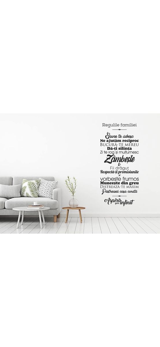 Sticker perete Regulile familiei, Folina, Negru, 145x65cm