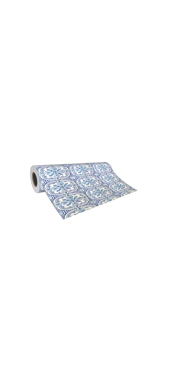 Autocolant perete imitaţie faianţă decorativă albastră, Folina, material rezistent la apă şi căldură, rolă de 60x200 cm