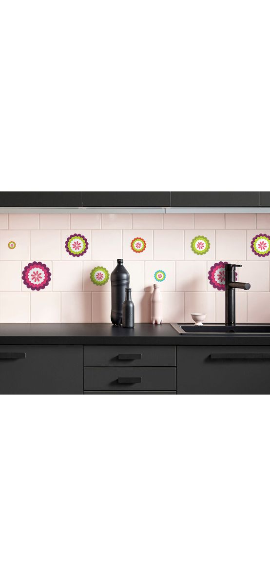 Set 24 Stickere decorative Rozete, Folina, imprimeu multicolor