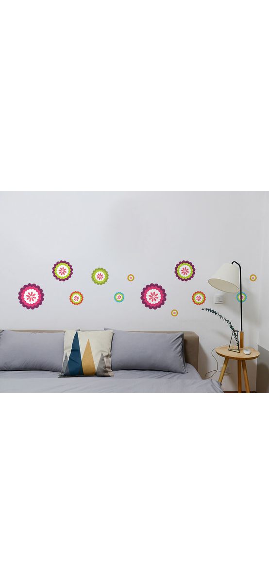 Set 24 Stickere decorative Rozete, Folina, imprimeu multicolor