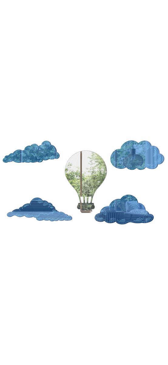 Stickere oglindă, Folina, model Balon printre nori, pentru copii