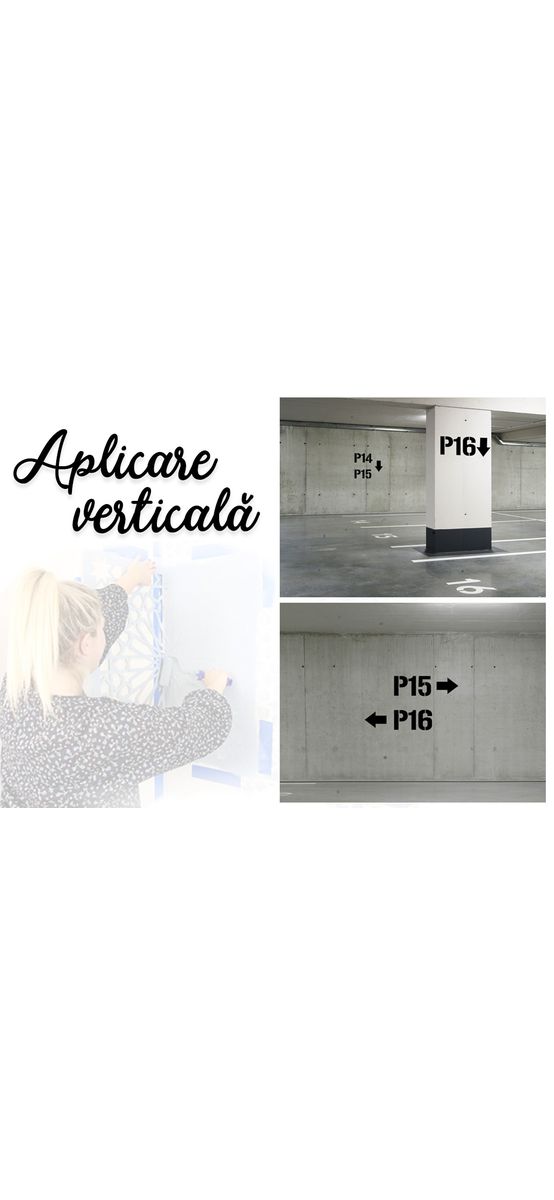 Șablon de semnalizare cu cifră sau literă (per bucată ori set), pentru marcaje orizontale/verticale, dimensiune la comandă