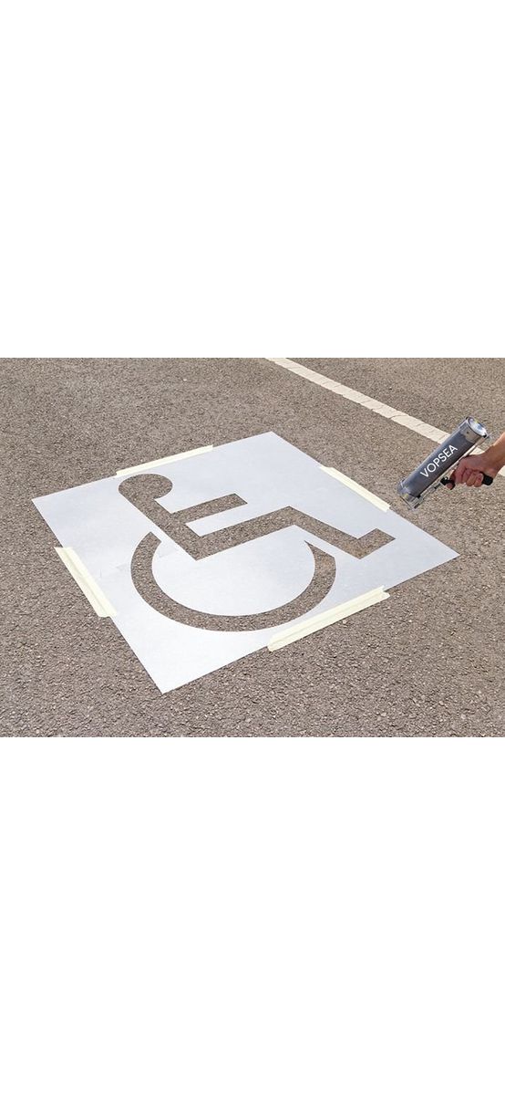 Șablon semnalizare loc pentru persoane cu dizabilități, pentru parcări, căi de acces, rampe și intrări