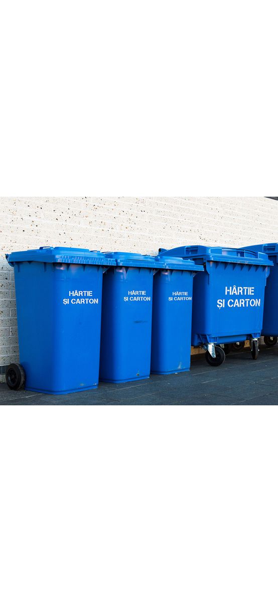 Șablon reutilizabil cu mesajul Hârtie și carton pentru colectarea selectivă a deșeurilor pentru containere, tomberoane și pubele, dimensiune la comandă
