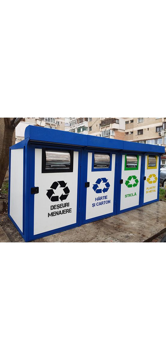 Șablon reutilizabil cu mesajul Deșeuri menajere pentru colectarea selectivă a deșeurilor pentru containere, tomberoane și pubele, dimensiune la comandă
