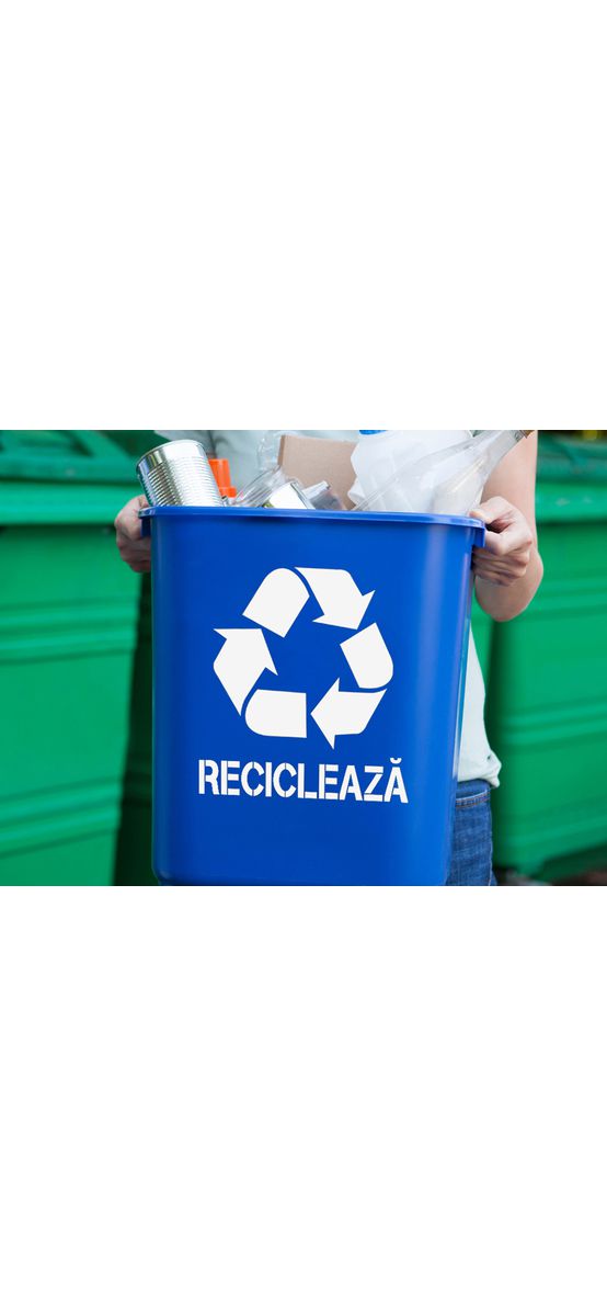 Șablon reutilizabil cu simbolul și mesajul Reciclează pentru colectarea selectivă a deșeurilor pentru containere, tomberoane și pubele, dimensiune la comandă