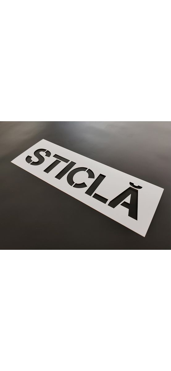 Șablon reutilizabil cu mesajul Sticlă pentru colectarea selectivă a deșeurilor pentru containere, tomberoane și pubele, dimensiune la comandă