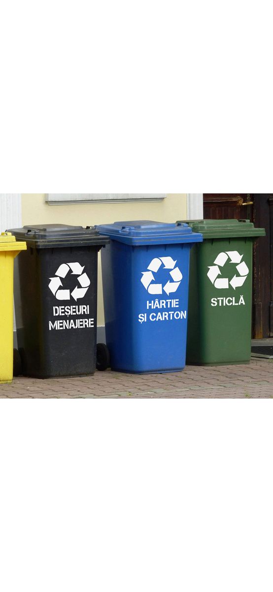Șablon reutilizabil cu mesajul Sticlă pentru colectarea selectivă a deșeurilor pentru containere, tomberoane și pubele, dimensiune la comandă