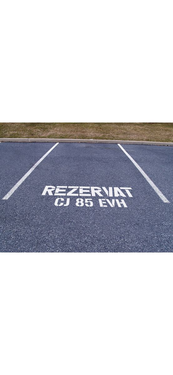 Șablon semnalizare Rezervat, cu număr personalizat, dimensiune 42x100 cm