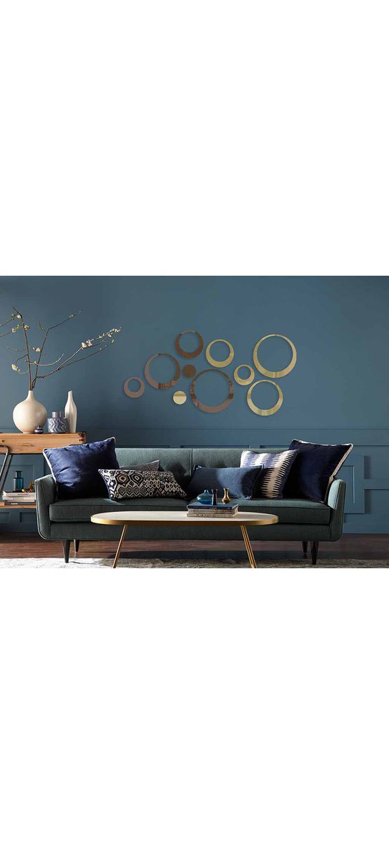 Set 10 stickere oglindă cercuri, Folina, decoraţiune perete din oglindă acrilică bronz şi aurie