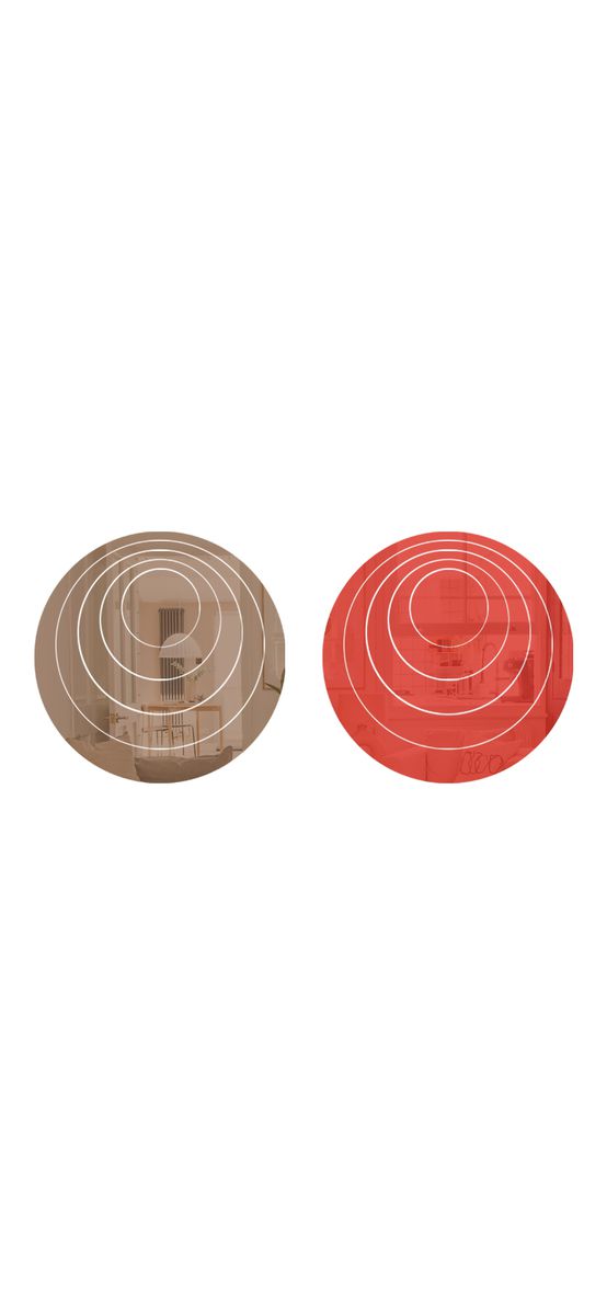 Set 10 stickere oglindă cercuri, Folina, decoraţiune perete din oglindă acrilică roşie şi bronz