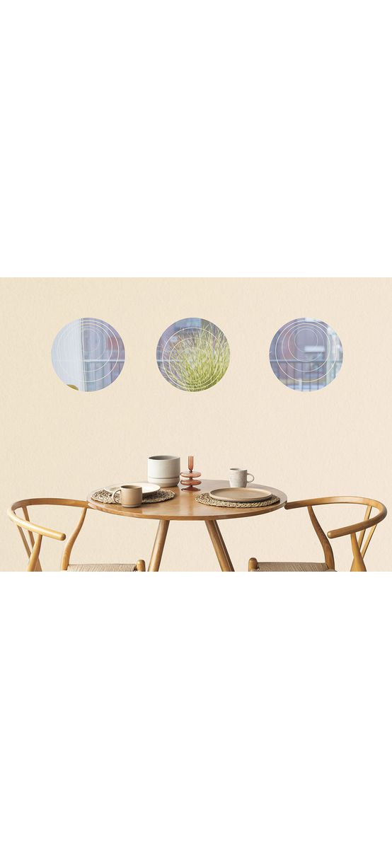 Set 15 stickere oglindă cercuri, Folina, decoraţiune perete din oglindă acrilică argintie