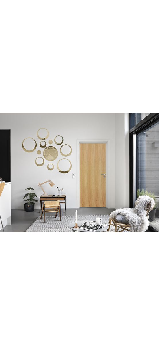Set 15 stickere oglindă cercuri, Folina, decoraţiune perete din oglindă acrilică aurie