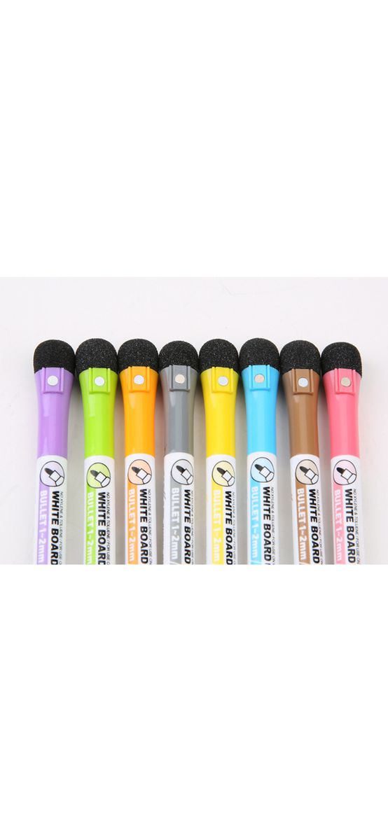 Set 8 markere colorate pentru whiteboard, capac magnetic cu burete