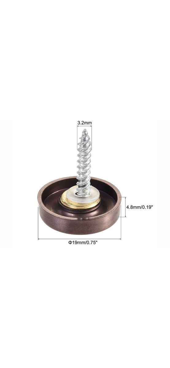 Set din 4 șuruburi cu capac cromat, arămiu, pentru plăci acrilice sau oglinzi, diametru cap 19mm