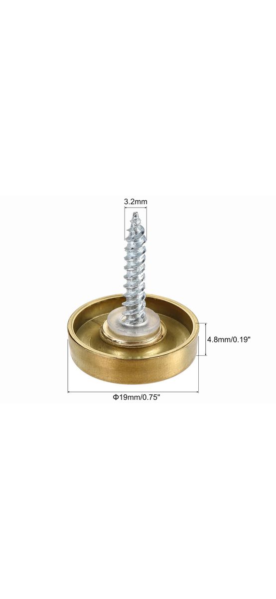 Set 4 șuruburi cu capac cromat, auriu, pentru plăci acrilice sau oglinzi, diametru cap 19mm