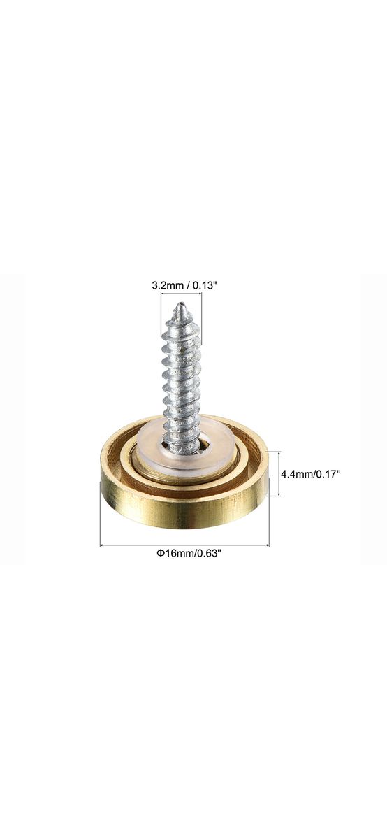 Set din 4 șuruburi cu capac cromat, auriu, pentru plăci acrilice sau oglinzi, diametru cap 16mm