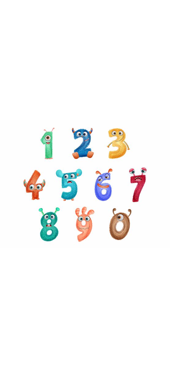 Set stickere cu numere, Folina, model monștri, planșă 100 x 30 cm, racletă de aplicare inclusă