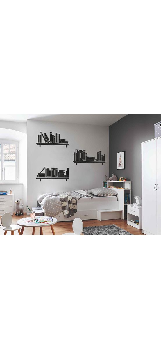 Set stickere rafturi cu cărți, Folina, culoare opțională, 80x110 cm, racletă de aplicare inclusă