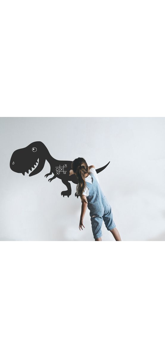 Sticker tip tablă de scris, Folina, model dinozaur, 78x133 cm, racletă de aplicare inclusă.