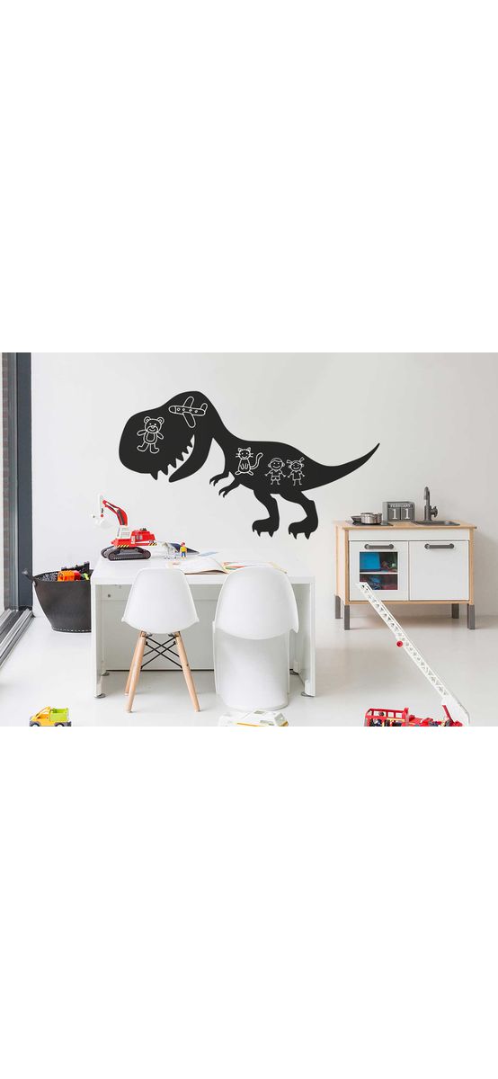 Sticker tip tablă de scris, Folina, model dinozaur, 78x133 cm, racletă de aplicare inclusă.
