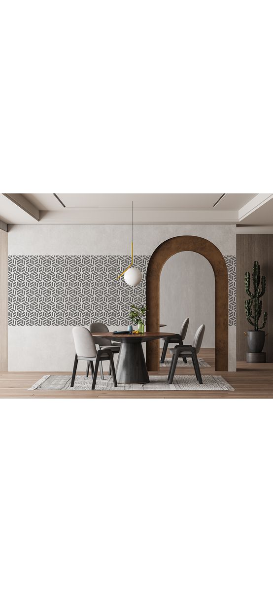 Șablon perete cu model geometric repetitiv, dimensiune 40x80 cm