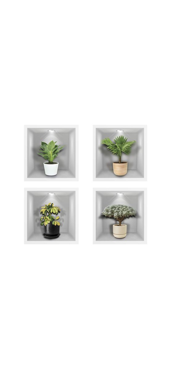 Set stickere perete, model 3D cu plante, dimensiune individuală de 36x35 cm