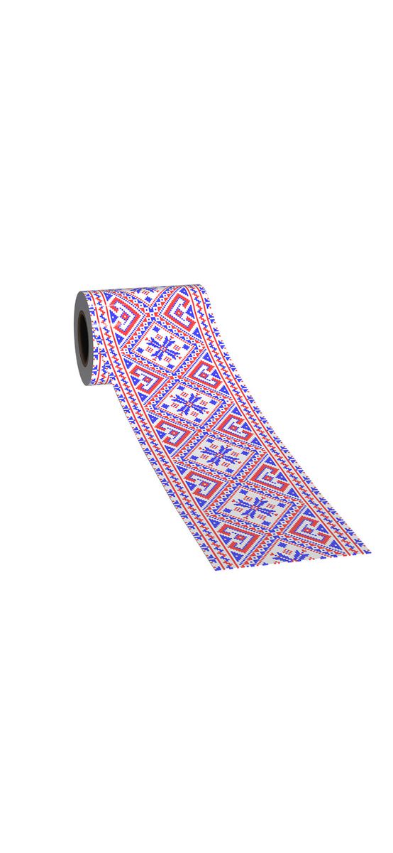 Set 5 Borduri decorative autoadezive, Folina, motive tradiţionale româneşti, roşu şi albastru, 10x100 cm
