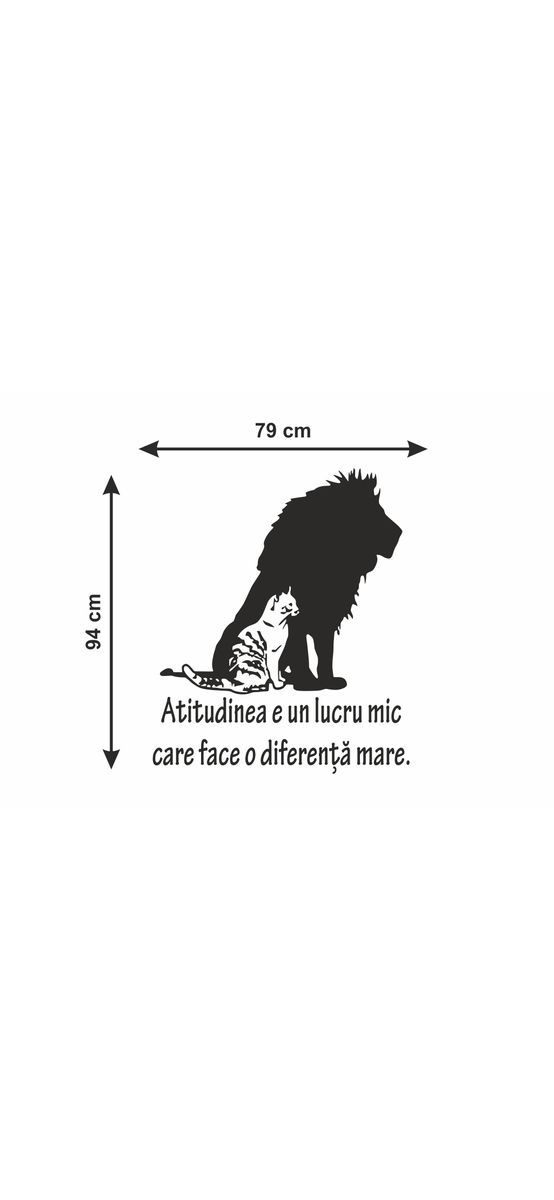Sticker motivaţional Atitudine, Folina, negru, 90 cm