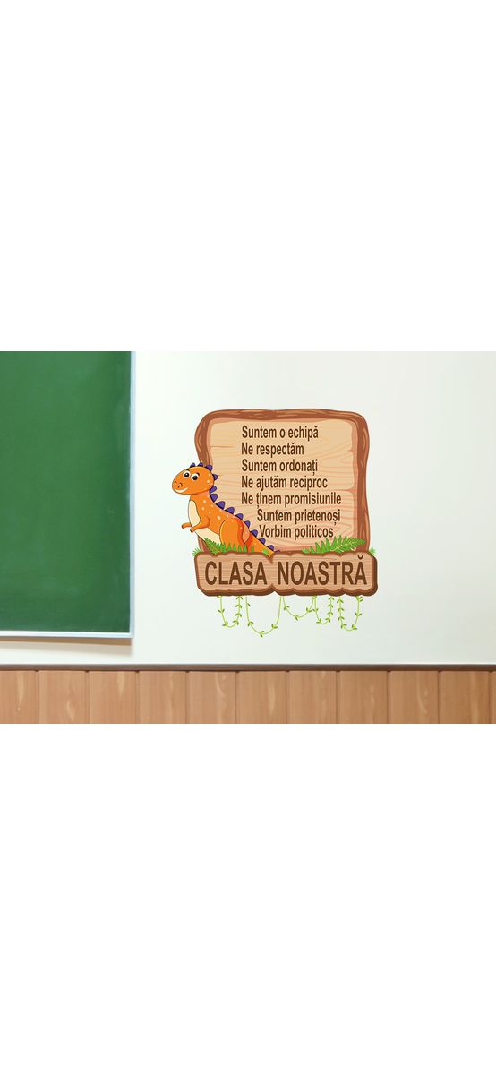 Sticker cu mesaj Clasa noastră, Folina, decor gradinita si scoala, 100 x 90 cm, racletă de aplicare inclusă