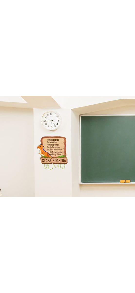 Sticker cu mesaj Clasa noastră, Folina, decor gradinita si scoala, 100 x 90 cm, racletă de aplicare inclusă