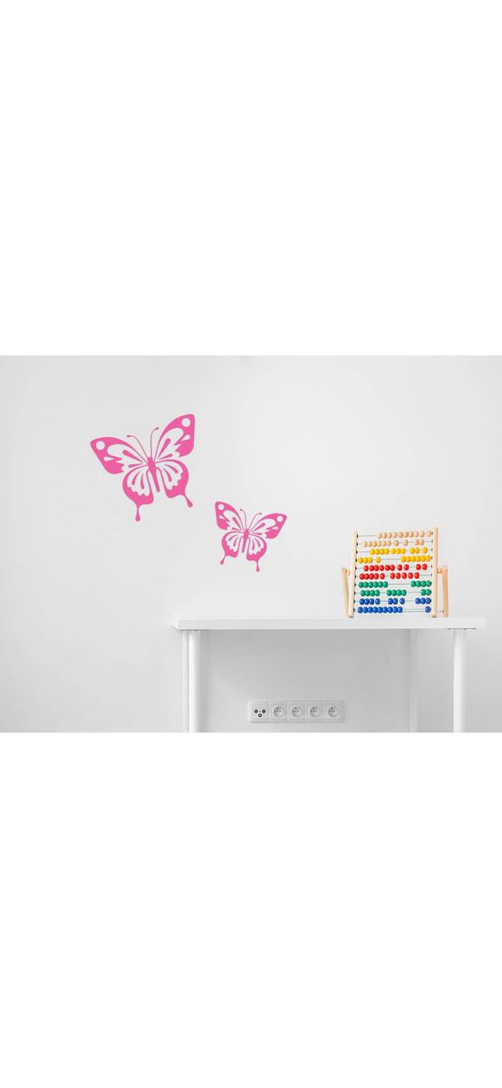 Set 2 stickere Fluturi roz, Folina, decoraţiune cameră fete, racletă de aplicare inclusă