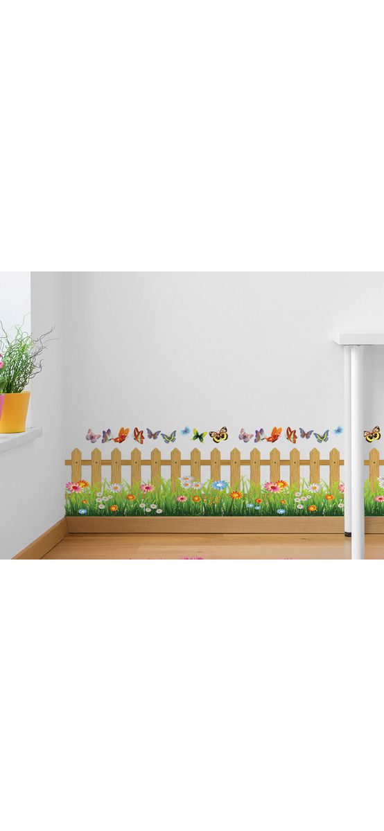 Sticker Gard cu flori, Folina, bordură decorativă, multicolor