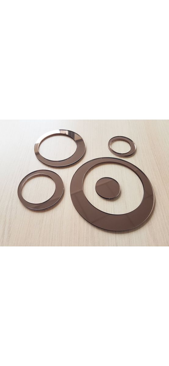 Set 15 stickere oglindă cercuri, Folina, decoraţiune perete din oglindă acrilică bronz