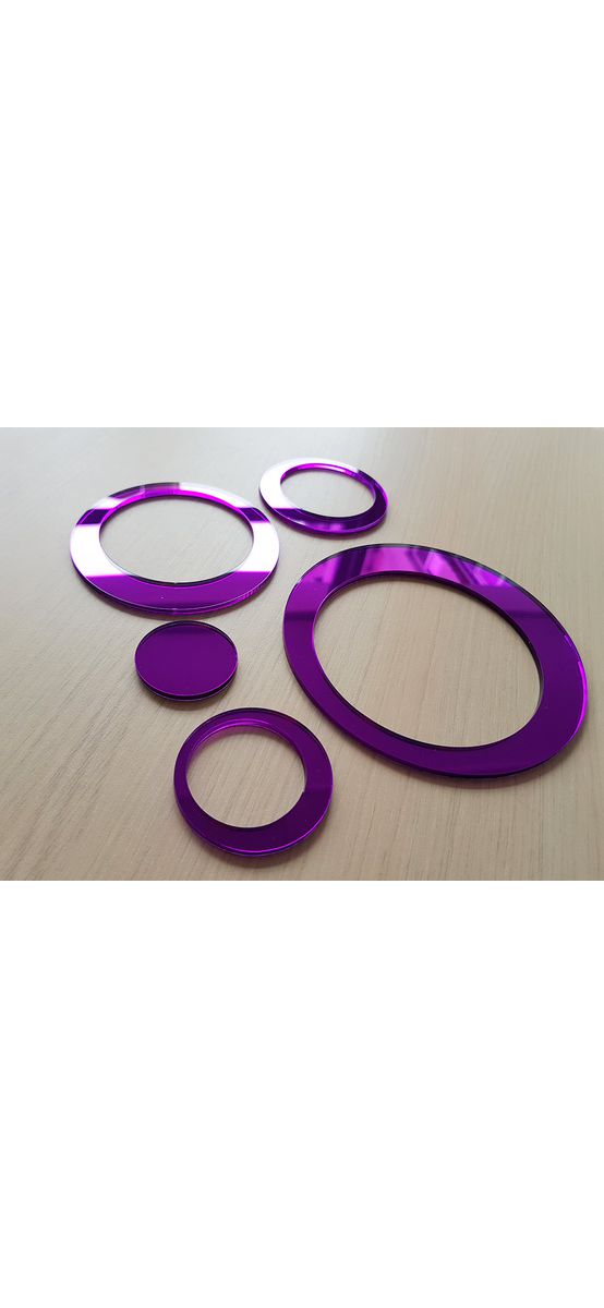 Set 15 stickere oglindă cercuri, Folina, decoraţiune perete din oglindă acrilică mov