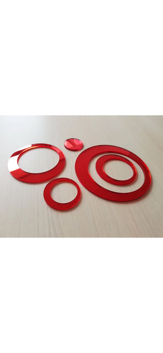 Set 15 stickere oglindă cercuri, Folina, decoraţiune perete din oglindă acrilică roşie