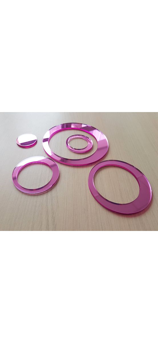 Set 15 stickere oglindă cercuri, Folina, decoraţiune perete din oglindă acrilică roz