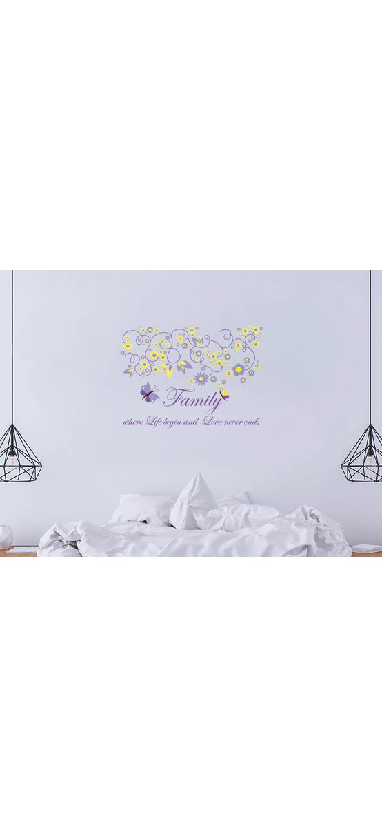 Sticker perete Familia, Folina, model mov floral